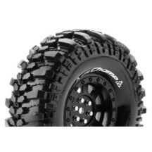Louise RC CR-CHAMP 1-10 Crawler Tire Set Mounted Super Soft Black 1.9 Wheels Hex 12mm LR-T3231VB