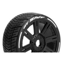 Louise RC MFT GT-SHIV 1-8 Buggy Tire Set Mounted Soft Black Spoke Wheels Hex 17mm LR-T3284SB