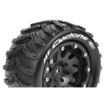 Louise RC MFT MT-CYCLONE 1-10 Monster Truck Tire Set Mounted Sport Black 2.8 Bead-Lock Wheels 1/2 LR-T3310SBM