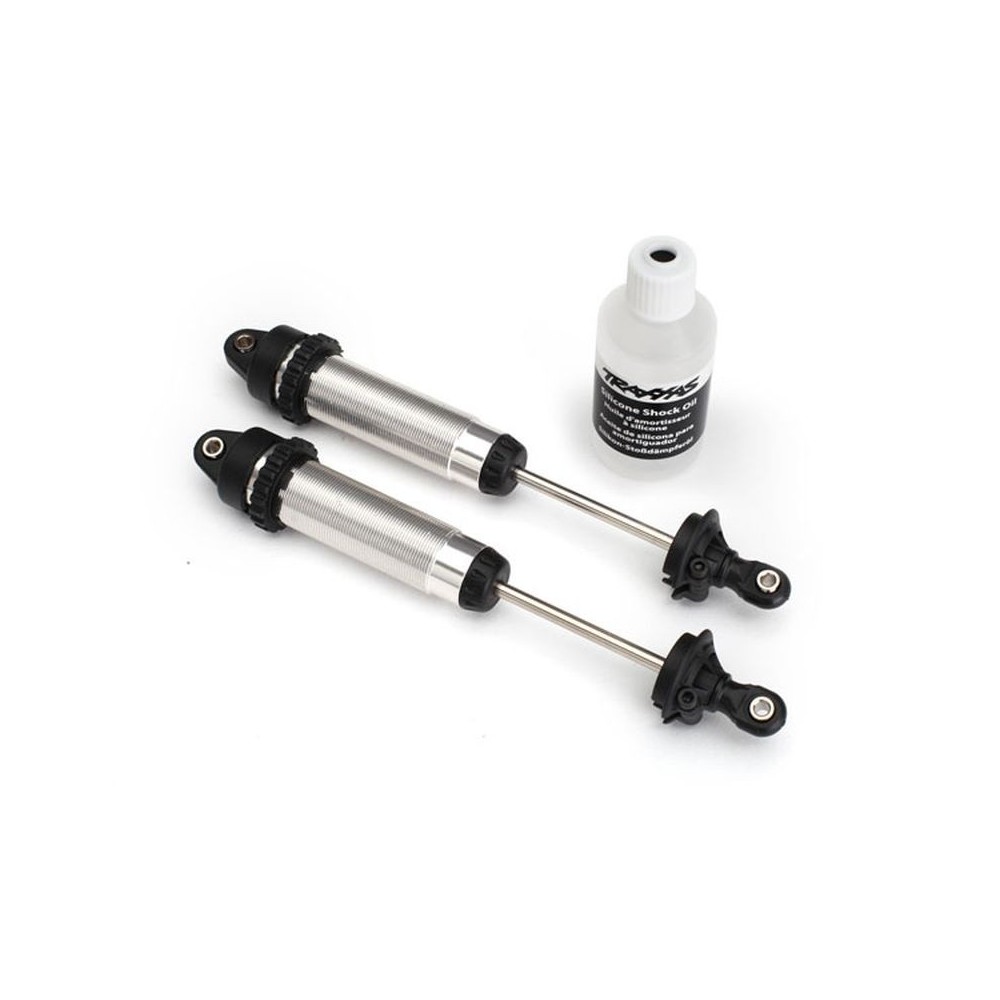 Amortiguadores GTR 139mm traseros plateados Traxxas Amortiguadores GTR 139mm traseros plateados Traxxas