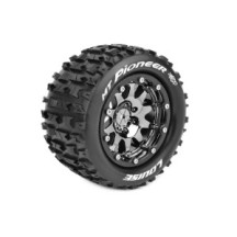 Louise RC MFT MT-PIONEER 1-10 Monster Truck Tire Set Mounted Sport Black Chrome 2.8 Bead-Lock Wheels LR-T3308SBC