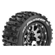 Louise RC MFT MT-PIONEER 1-10 Monster Truck Tire Set Mounted Sport Black Chrome 2.8 Bead-Lock Wheels LR-T3308SBCH