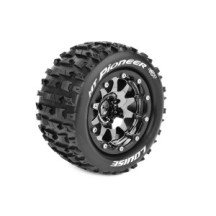 Louise RC MFT MT-PIONEER 1-10 Monster Truck Tire Set Mounted Sport Black Chrome 2.8 Bead-Lock Wheels LR-T3308SBCH