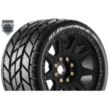 Louise RC MFT MT-ROCKET speed 1-8 Monster Truck Tire Set Mounted Soft Black Wheels LR-T3353SB