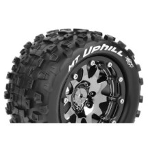Louise RC MFT MT-UPHILL 1-10 Monster Truck Tire Set Mounted Sport Black Chrome 2.8 Bead-Lock Wheels LR-T3309SBC