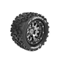 Louise RC MFT MT-UPHILL 1-10 Monster Truck Tire Set Mounted Sport Black Chrome 2.8 Bead-Lock Wheels LR-T3309SBC