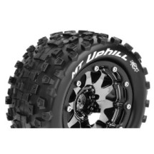 Louise RC MFT MT-UPHILL 1-10 Monster Truck Tire Set Mounted Sport Black Chrome 2.8 Bead-Lock Wheels LR-T3309SBCH