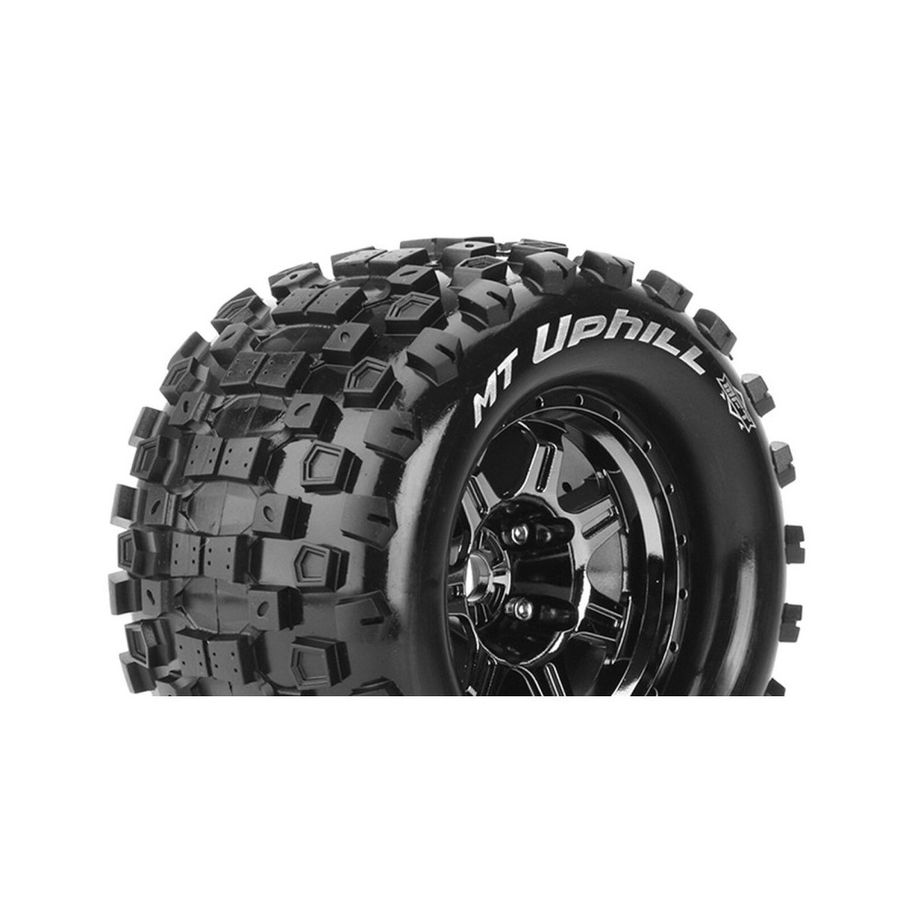 Louise RC MFT MT-UPHILL 1-8 Monster Truck Tire Set Mounted Sport Black Chrome 3.8 Bead Style Wheels LR-T3322BCH Louise RC MFT MT-UPHILL 1-8 Monster Truck Tire Set Mounted Sport Black Chrome 3.8 Bead Style Wheels LR-T3322BCH