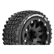 Louise RC MFT ST-HUMMER 1-10 Monster Truck Tire Set Mounted Sport Black 2.8 Bead-Lock Wheels 1/2 LR-T3314SBH