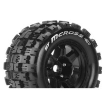 Louise RC MFT ST-MCROSS 1-8 Stadium Truck Tire Set Mounted Sport Black 3.8 Bead Style Wheels 1/2 LR-T3327BH