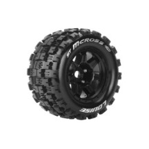 Louise RC MFT ST-MCROSS 1-8 Stadium Truck Tire Set Mounted Sport Black 3.8 Bead Style Wheels 1/2 LR-T3327BH