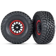 Traxxas Tires and wheels assembled glued (method racing wheels black with red) TRX8474