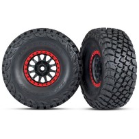 Traxxas Tires and wheels assembled glued (method racing wheels black with red) TRX8474