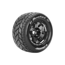 Louise RC MFT ST-ROCKET 1-8 Stadium Truck Tire Set Mounted Sport Black Chrome 3.8 Bead Style Wheels LR-T3324BCH