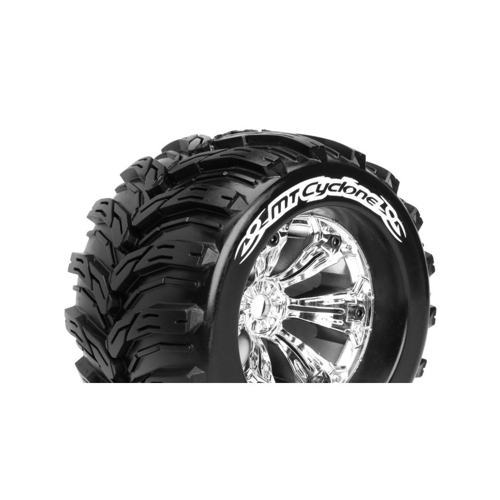 Louise RC MT-CYCLONE 1-8 Monster Truck Tire Set Mounted Sport Felgen 3.8 Chrom 1/2-Offset Hex 17mm LR-T3220CH Louise RC MT-CYCLONE 1-8 Monster Truck Tire Set Mounted Sport Felgen 3.8 Chrom 1/2-Offset Hex 17mm LR-T3220CH