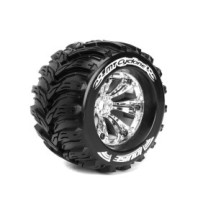 Louise RC MT-CYCLONE 1-8 Monster Truck Tire Set Mounted Sport Felgen 3.8 Chrom 1/2-Offset Hex 17mm LR-T3220CH