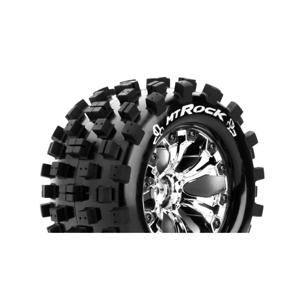 Louise RC MT-ROCK 1-10 Monster Truck Tire Set Mounted Sport Chrome 2.8 Wheels 0-Offset 12mm LR-T3275SC Louise RC MT-ROCK 1-10 Monster Truck Tire Set Mounted Sport Chrome 2.8 Wheels 0-Offset 12mm LR-T3275SC