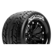 Louise RC MT-ROCKET 1-10 Monster Truck Tire Set Mounted Sport Black 2.8 Wheels 0-Offset Hex 12mm LR-T3201SB
