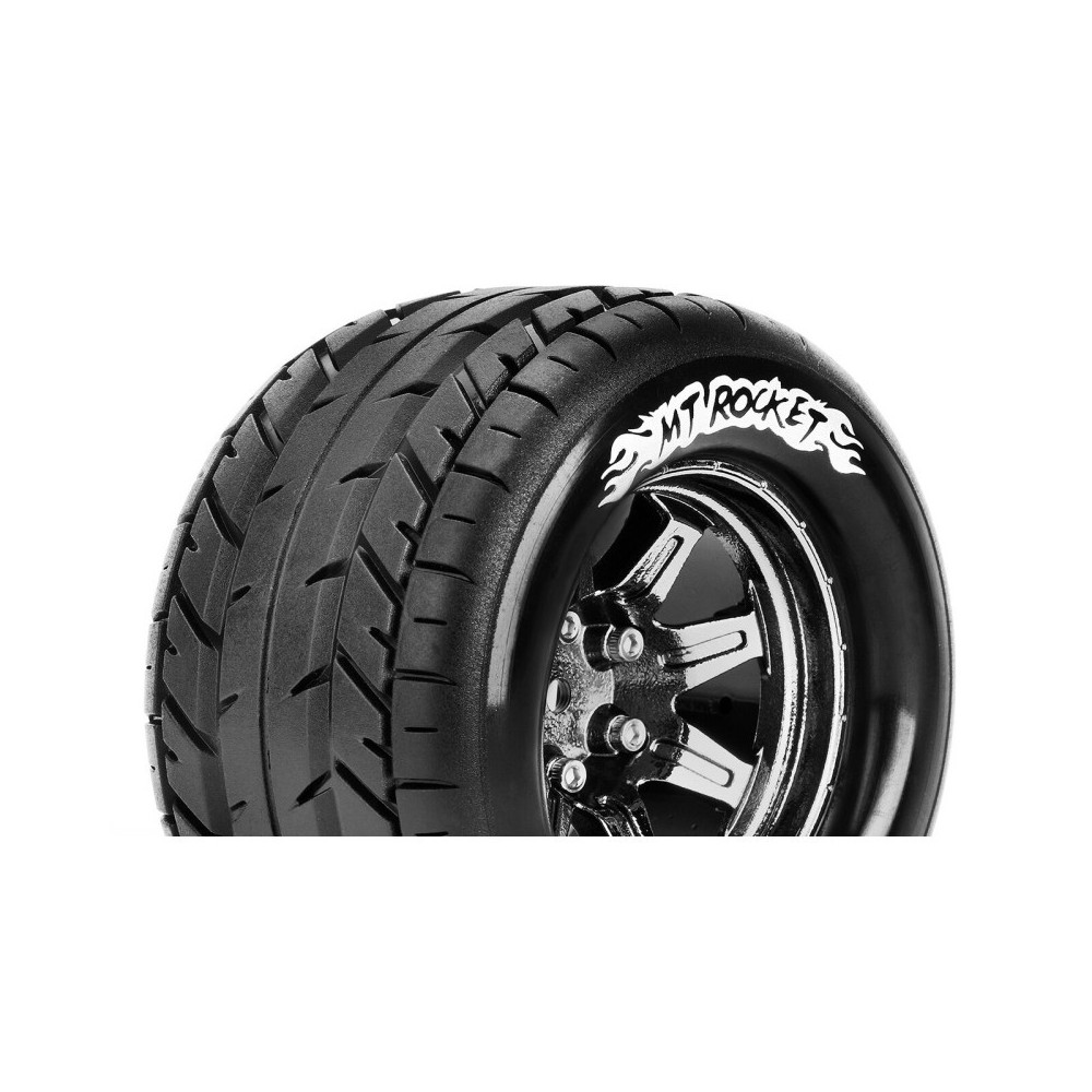 Louise RC MT-ROCKET 1-10 Monster Truck Tire Set Mounted Sport Black Chrome 2.8 Wheels Hex 14mm LR-T3201SBCM Louise RC MT-ROCKET 1-10 Monster Truck Tire Set Mounted Sport Black Chrome 2.8 Wheels Hex 14mm LR-T3201SBCM
