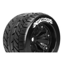 Louise RC MT-ROCKET 1-8 Monster Truck Tire Set Mounted Sport Felgen 3.8 Schwarz 0-Offset Hex 17mm LR-T3217B