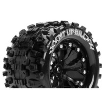 Louise RC MT-UPHILL 1-10 Monster Truck Tire Set Mounted Sport Black 2.8 Wheels 0-Offset Hex 12mm LR-T3204SB