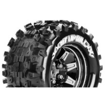 Louise RC MT-UPHILL 1-10 Monster Truck Tire Set Mounted Sport Black Chrome 2.8 Wheels Hex 14mm LR-T3204SBCM