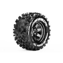 Louise RC MT-UPHILL 1-10 Monster Truck Tire Set Mounted Sport Black Chrome 2.8 Wheels Hex 14mm LR-T3204SBCM