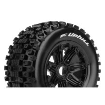 Louise RC SC-UPHILL 1-5 Short Course Truck Tire Set Mounted Sport Black Bead-Lock Wheels Hex 24mm LR-T3293B