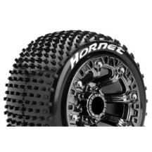 Louise RC ST-HORNET 1-16 Truck Tire Set Mounted Sport Black Chrome 2.2 Wheels Hex 12mm LR-T3172SBC