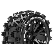 Louise RC ST-MCROSS 1-10 Stadium Truck Tire Set Mounted Sport Black 2.8 Wheels 1/2-Offset Hex 12mm LR-T3272SBH