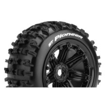 Louise RC ST-PIONEER 1-8 Stadium Truck Tire Set Mounted Sport Black 3.8 Bead Style Wheels Hex 17mm LR-T3287B