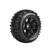 Louise RC ST-PIONEER 1-8 Stadium Truck Tire Set Mounted Sport Black 3.8 Bead Style Wheels Hex 17mm LR-T3287B