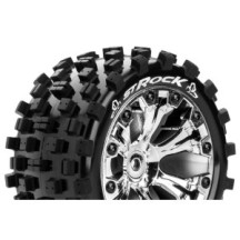 Louise RC ST-ROCK 1-10 Stadium Truck Tire Set Mounted Sport Chrome 2.8 Wheels 0-Offset Hex 12mm LR-T3273SC