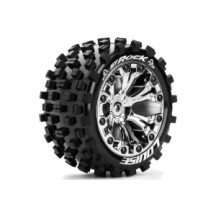 Louise RC ST-ROCK 1-10 Stadium Truck Tire Set Mounted Sport Chrome 2.8 Wheels 1/2-Offset Hex 12mm LR-T3273SCH