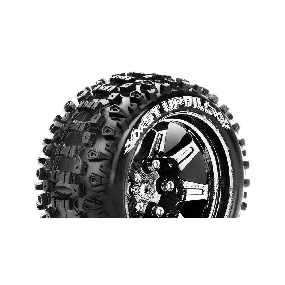 Louise RC ST-UPHILL 1-10 Stadium Truck Tire Set Mounted Sport Black Chrome 2.8 Wheels Hex 14mm LR-T3211SBCM Louise RC ST-UPHILL 1-10 Stadium Truck Tire Set Mounted Sport Black Chrome 2.8 Wheels Hex 14mm LR-T3211SBCM