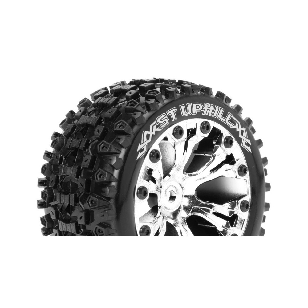 Louise RC ST-UPHILL 1-10 Stadium Truck Tire Set Mounted Sport Chrome 2.8 Wheels 0-Offset Hex 12mm LR-T3211SC