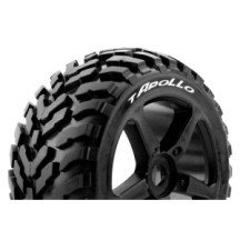Louise RC T-APOLLO 1-8 Truggy Tire Set Mounted Soft Black Spoke Wheels 0-Offset Hex 17mm LR-T3252SB