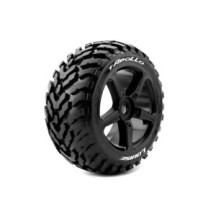 Louise RC T-APOLLO 1-8 Truggy Tire Set Mounted Soft Black Spoke Wheels 0-Offset Hex 17mm LR-T3252SB