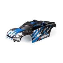 Carrocería Traxxas E-Revo azul con parrilla, ventanas y calcas instaladas – TRX8611X