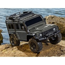 Coche RC Traxxas TRX-4 Defender 1/10 4WD RTR con carrocería sin clips en color plata TRX82256-4-SLVR
