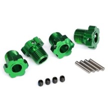 Traxxas Wheel hubs splined 17mm (green-anodized) (4) 4x5 gs (4) 3x14mm pin TRX8654G