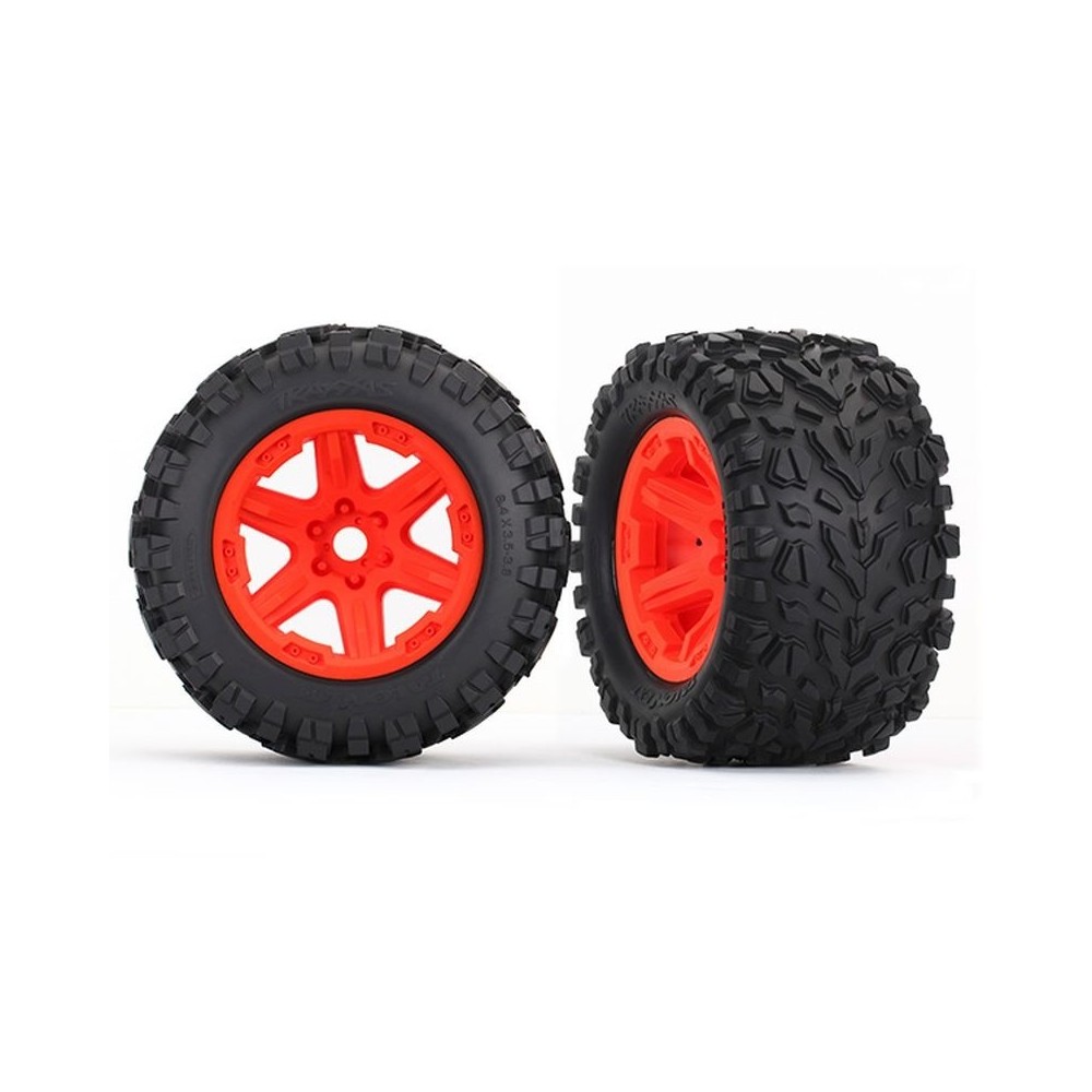 Traxxas Tires wheels assembled glued (orange wheels talon ext tires foam) TRX8672A