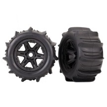 Traxxas Tires wheels assembled glued (black 3.8 wheels paddle tires foam) TRX8674
