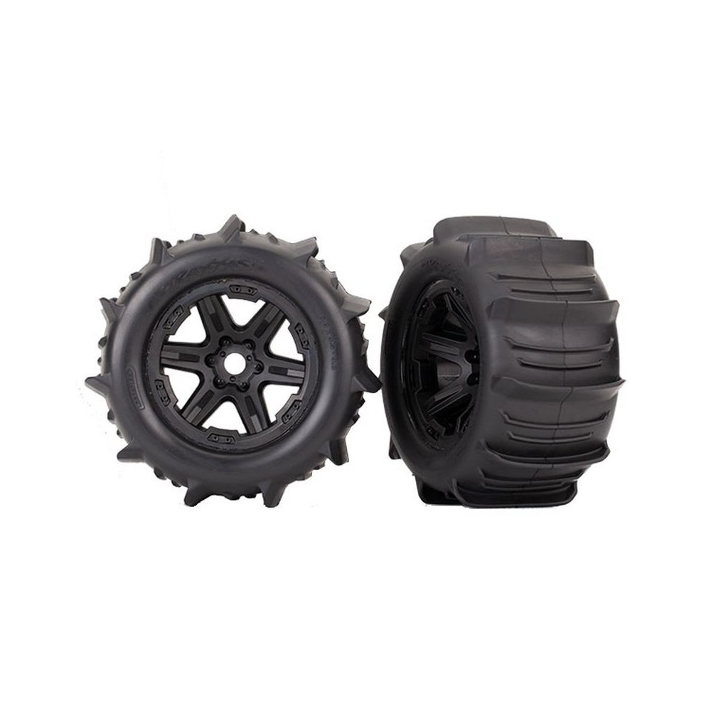 Traxxas Tires wheels assembled glued (black 3.8 wheels paddle tires foam) TRX8674 Traxxas Tires wheels assembled glued (black 3.8 wheels paddle tires foam) TRX8674