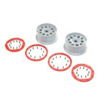 Losi 1-5 Front-Rear 4.75 Beadlock Wheels 24mm Hex Silver-Red (2): DBXL-E 2.0 - LOS45033