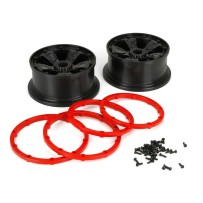 Losi 1-5 Front-Rear 4.75 Pre-Mounted Tires 24mm Hex Black (2): DB XL - LOS45005