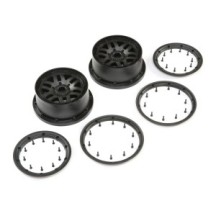 Losi 1-5 Front-Rear 4.75 Wheel and Beadlock Set 24mm Hex Black (2): 5ive-T 2.0 - LOS45025