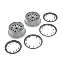 Losi 1-5 Front-Rear 4.75 Wheel and Beadlock Set 24mm Hex Grey (2): 5ive-T 2.0 - LOS45022