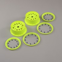 Losi 1-5 Front-Rear Wheel And Beadlock Set 24mm Hex Yellow (2): 5ive-T 2.0 - LOS45024