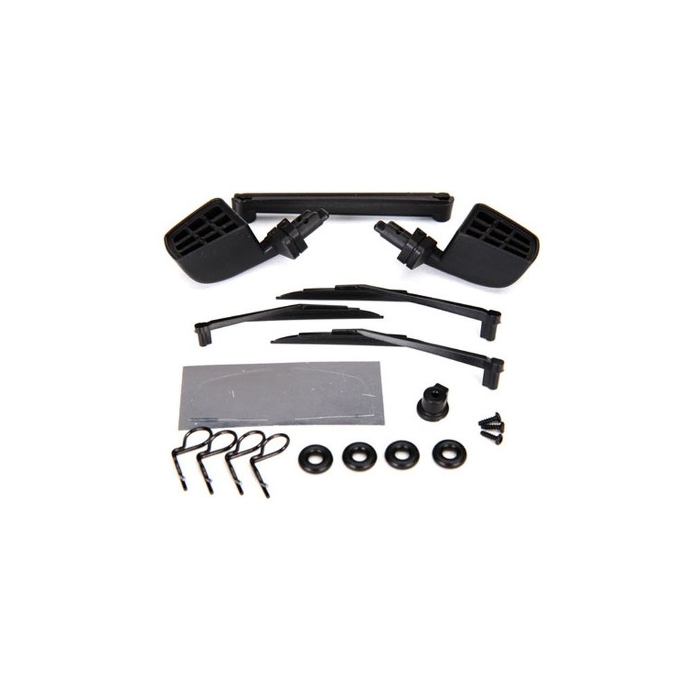 Espejos laterales negros con juntas tóricas y limpiaparabrisas Traxxas TRX8817 Espejos laterales negros con juntas tóricas y limpiaparabrisas Traxxas TRX8817